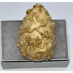 Franklin Mint Love Birds Bow & Roses Wedding Egg 2.25" Collectible Decor History